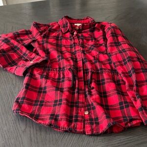 Cat & Jack Red and Black Plaid Button Down Shirt